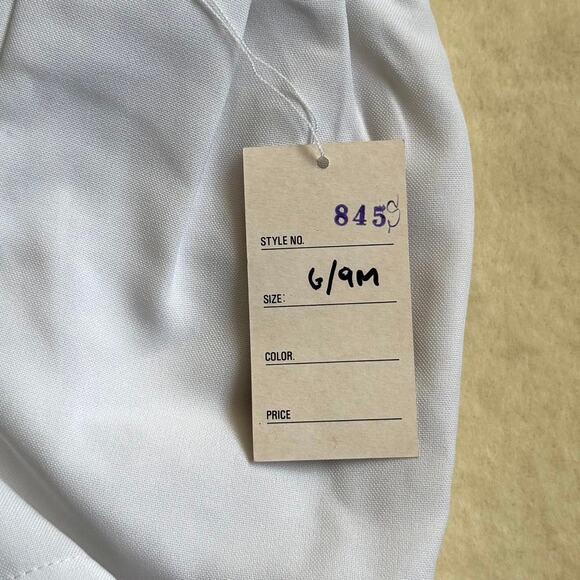 Vintage 90s MGM Kids Fashion 4-Piece Cap Vest Shorts Set Boys 6-9M White Bow - Picture 5 of 9